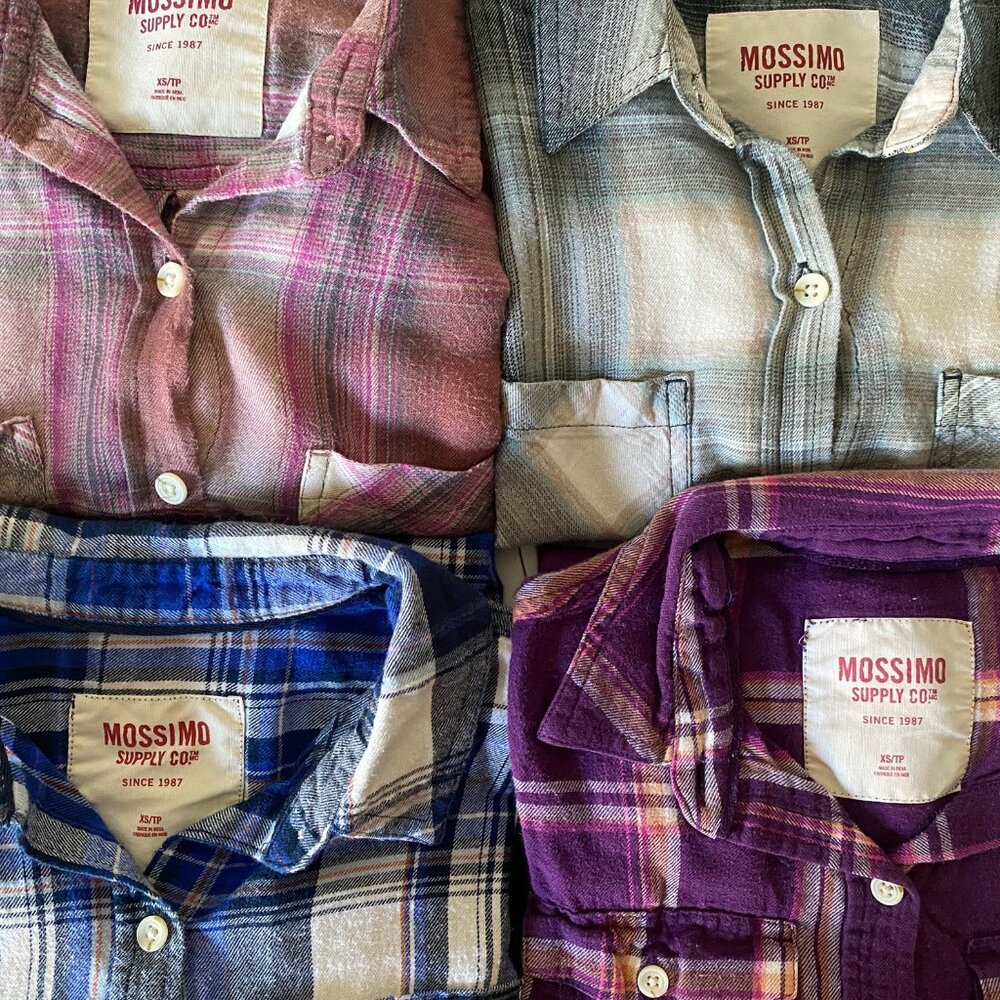 Lot of 4 Mossimo Flannel Shirts, XS